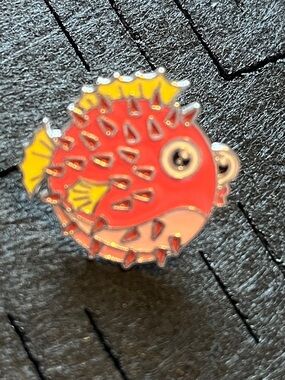 Pink Puffer Fish Enamel Pin by